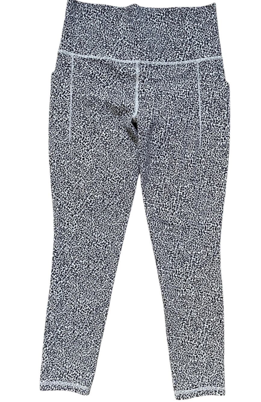 Athleta Salutation Stash II 7/8 Leggings Womens M Gray Black Textured Yoga